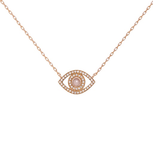 [CME3BR] Rose Gold Mini Eye Necklace White Diamond