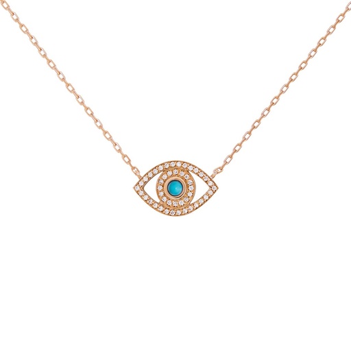 [CME3BRT] Rose Gold Mini Eye Necklace Turquoise