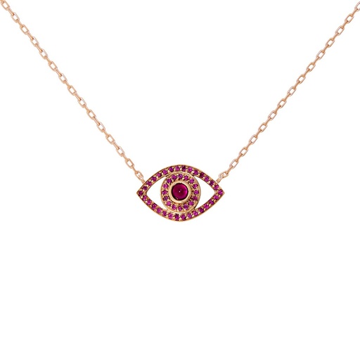 [CME3RUB] Rose Gold Mini Eye Necklace Ruby
