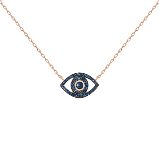 [CME3ZB] Rose Gold Mini Eye Necklace Blue Sapphire