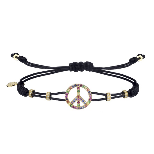 [B679MIX#601] Yellow Gold Mixed Semi-Precious & Diamond Peace Bracelet