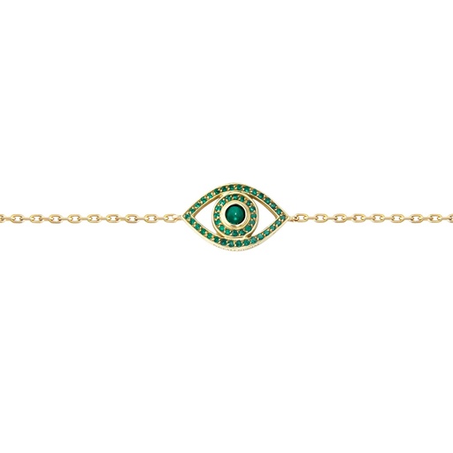[BME2SME] Yellow Gold Mini Eye Bracelet single chain Emerald
