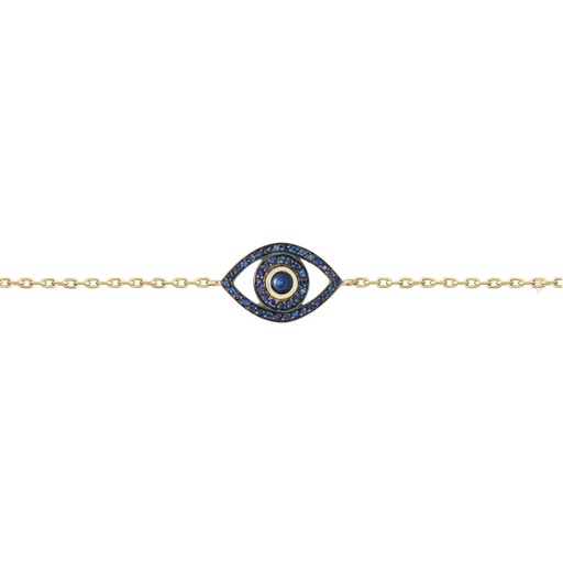 [BME2ZB] Yellow Gold Mini Eye Bracelet single chain Blue Sapphire