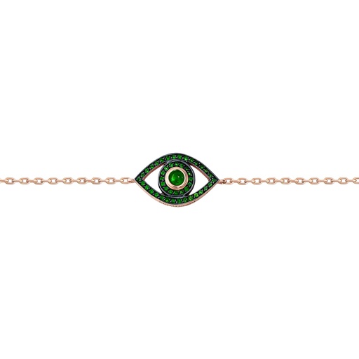 [BME3SME] Rose Gold Mini Eye Bracelet single chain Emerald