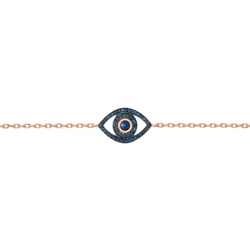 [BME3ZB] Rose Gold Mini Eye Bracelet single chain Blue Sapphire