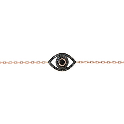 [BME3BRN] Rose Gold Mini Eye Bracelet single chain Black Diamond