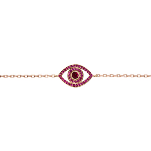[BME3RUB] Rose Gold Mini Eye Bracelet single chain Ruby
