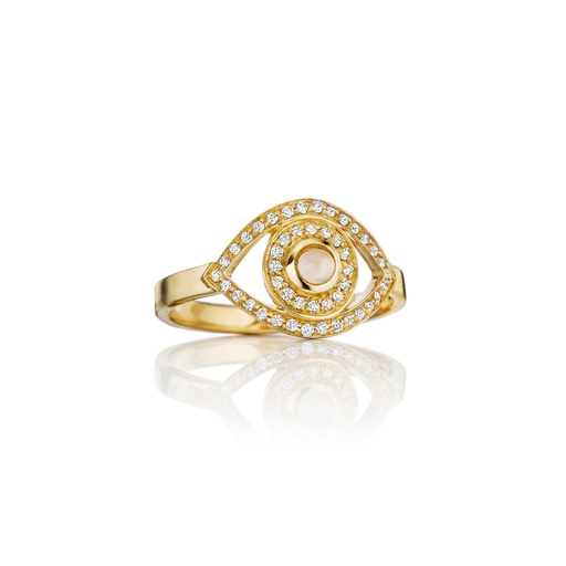 [AME2BR] Yellow Gold Mini Eye Ring in White Diamonds