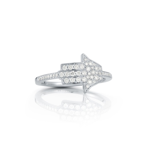 [AMH1BR] White Gold Hamsa Ring White Diamond