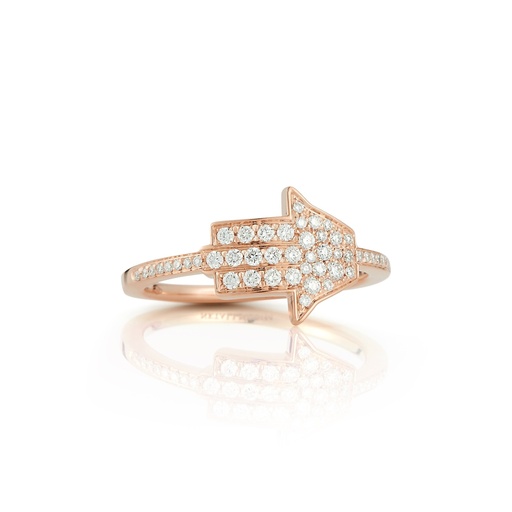 [AMH3BR] Rose Gold Hamsa Ring White Diamond