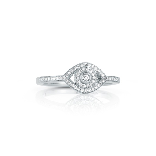 [AMEN1BR] White Gold Little Eye Ring in White Diamonds
