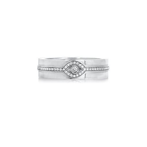 [A1F1BR] White Gold Single Diamond Band White Diamond