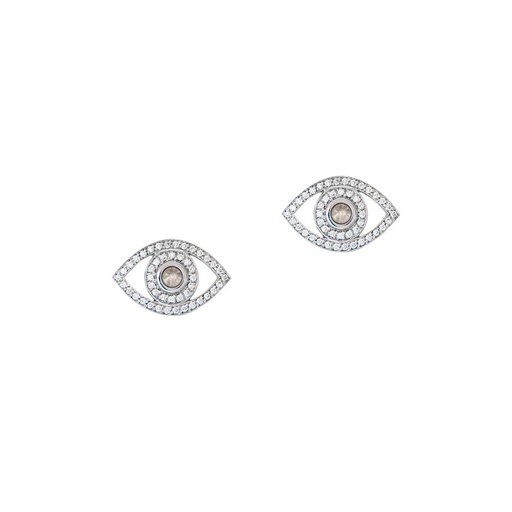 [OME1BR] White Gold Mini Eye Studd Earrings White Diamond