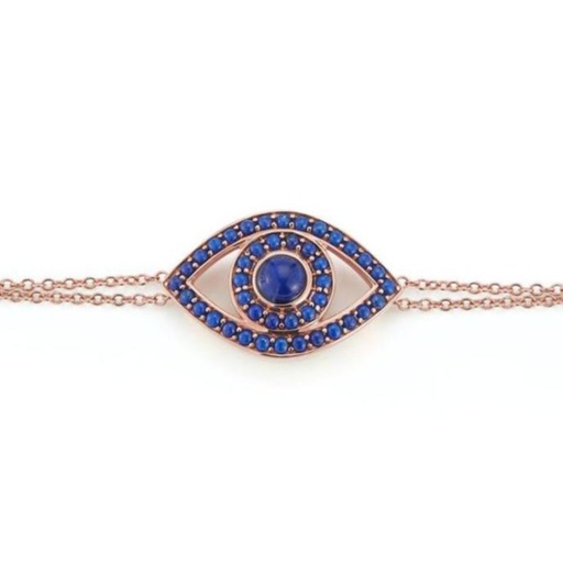 [BBE3LAP] Rose Gold Capri Eye Bracelet on a Double Chain Lapis