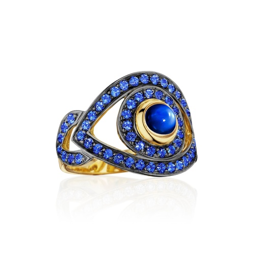 [ABE2ZB] Yellow Gold Eye Ring Blue Sapphire