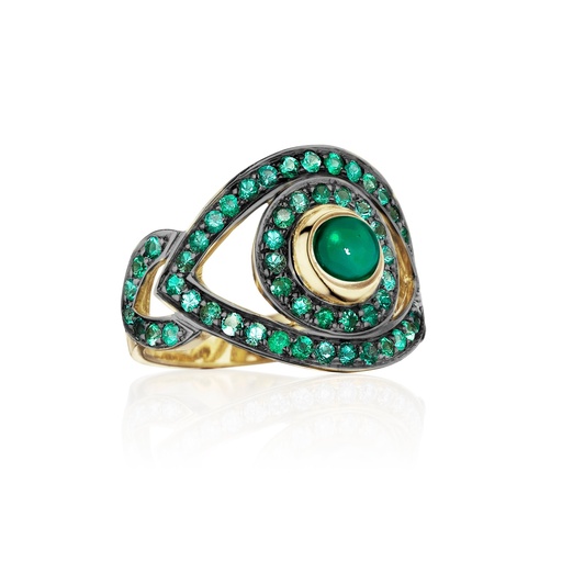 [ABE2SME] Yellow Gold Eye Ring Emerald