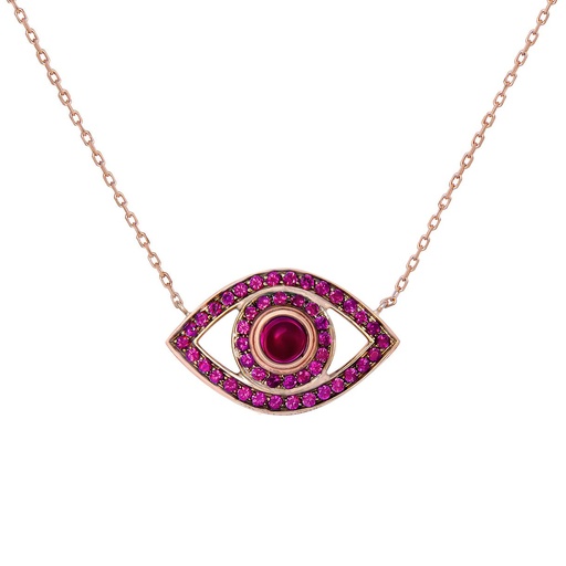 [CBE3RUB] Rose Gold Eye Necklace Ruby