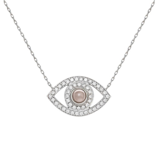 [CBE1BR] White Gold Eye Necklace with White Diamonds