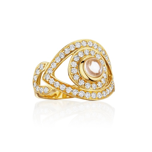 [ABE2BR] Yellow Gold Eye Ring in White Diamonds