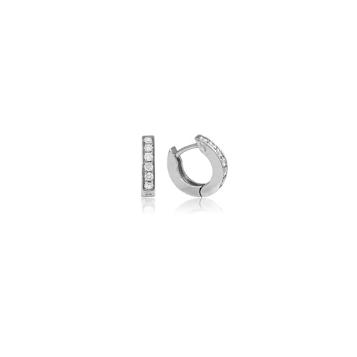 [OH1BR] White Gold Huggies Earrings White Diamond