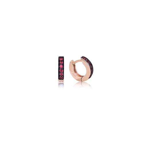[OH3RUB] Rose Gold Huggies Earrings Ruby