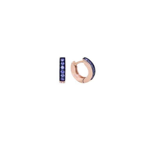 [OH3ZB] Rose Gold Huggies Earrings Blue Sapphire