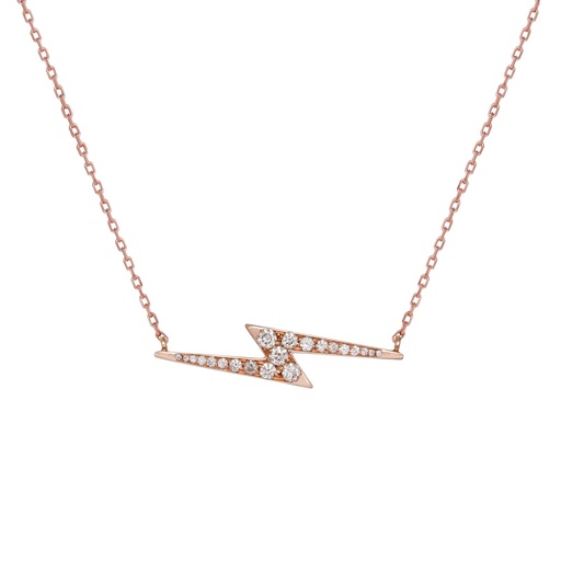 [CF3BR] Rose Gold Flash of Light Necklace White Diamond