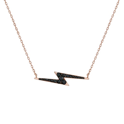 [CF3BRN] Rose Gold Flash of Light Necklace Black Diamond