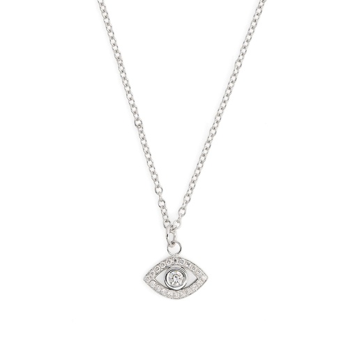 [CHA1BR] White Gold Eye charm necklace White Diamond
