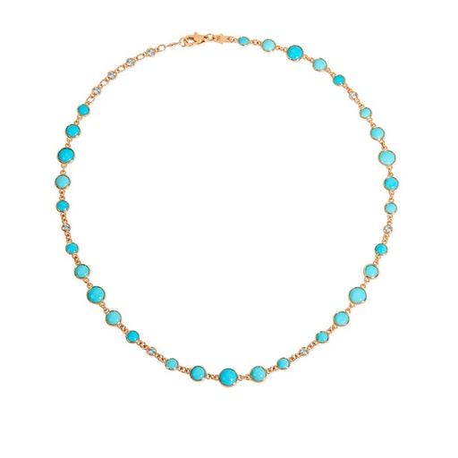 [CT3T] Rose Gold Capri Blue Bazel Necklace Turquoise