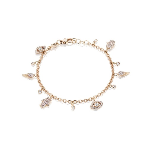 [BCH3BR] Rose Gold Charms Bracelet White Diamond