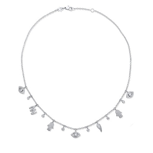 [CCH1BR] White Gold Multi Charms necklace White Diamond