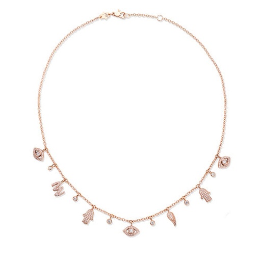 [CCH3BR] Rose Gold Multi Charms necklace White Diamond