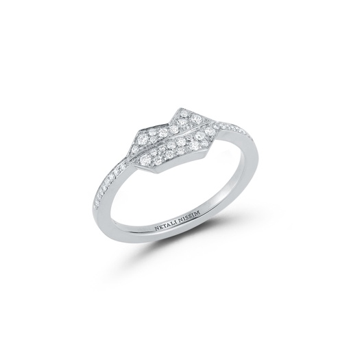 [AML1BR] White Gold Lips Ring White Diamond