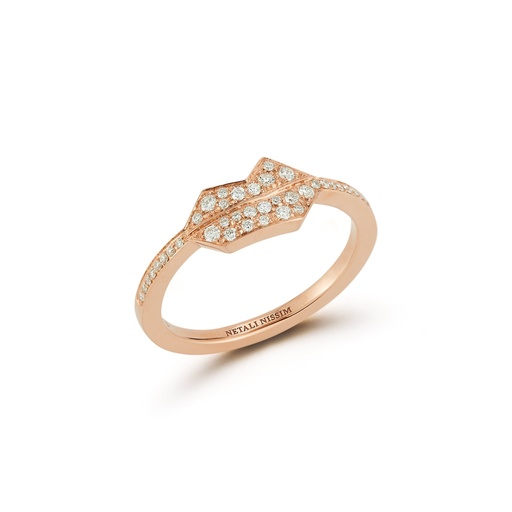 [AML3BR] Rose Gold Lips Ring White Diamond