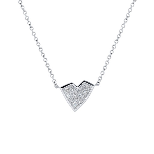[CCN1BR] White Gold Heart Necklace White Diamond