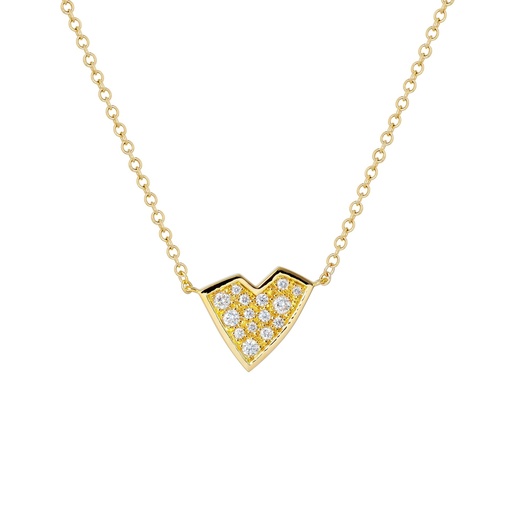 [CCN2BR] Yellow Gold Heart Necklace White Diamond