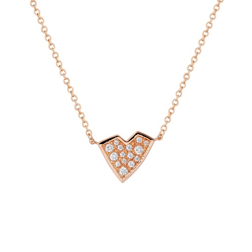 [CCN3BR] Rose Gold Heart Necklace White Diamond