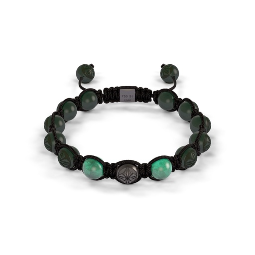 [D239071] Shamballa Jewels Black Gold Diamond & Emerald 8mm Braided Bead Bracelet