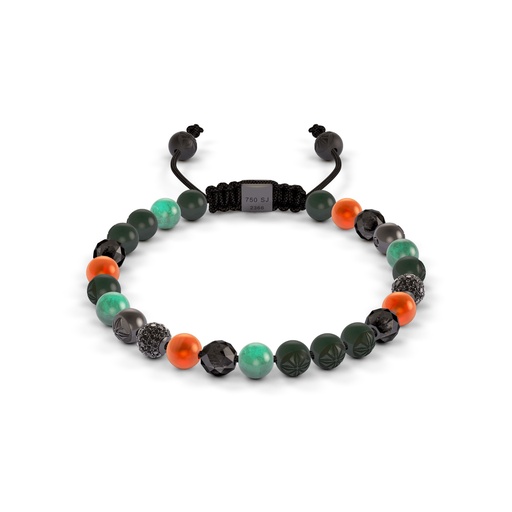 [D239097] Shamballa Jewels Black Gold Diamond Emerald & Carnelian 6mm Non-Braided Bead Bracelet