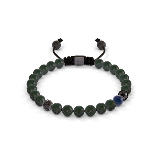 [D239098] Shamballa Jewels Black Gold Diamond & Sapphire 6mm Non-Braided Bead Bracelet