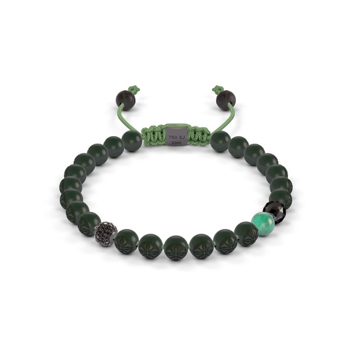 [D239100] Shamballa Jewels Black Gold Diamond & Emerald 6mm Non-Braided Bead Bracelet