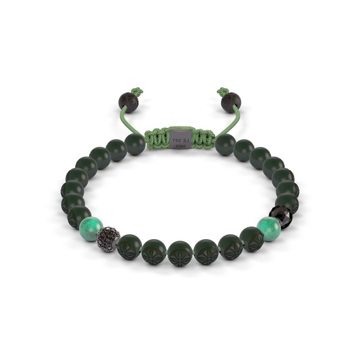 [D239101] Shamballa Jewels Black Gold Diamond & Emerald 6mm Non-Braided Bead Bracelet