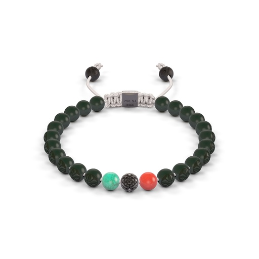 [D239104] Shamballa Jewels Black Gold Diamond Emerald & Carnelian 6mm Non-Braided Bead Bracelet