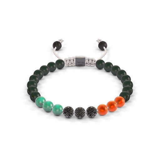 [D239105] Shamballa Jewels Black Gold Diamond Emerald & Carnelian 6mm Non-Braided Bead Bracelet
