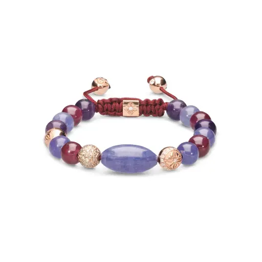 Shamballa Jewels Rose Gold Diamond Ruby Amethyst & Tanzanite Multisize Non-Braided Bead Bracelet