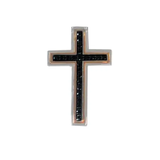 [EPE101BR/CA050B60] White & Rose Gold Necklace with Black Diamond Cross 