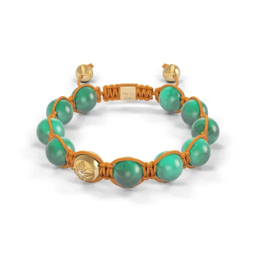 Shamballa Jewels Yellow Gold Diamond & Emerald 10mm Braided Bead Bracelet