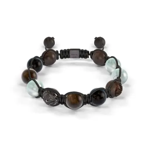 Shamballa Jewels Black Gold Diamond & Sapphire 10mm Braided Bead Bracelet
