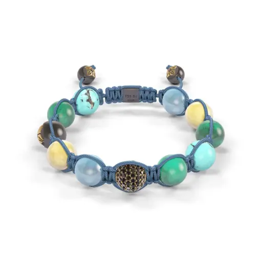 Shamballa Jewels - Black Gold Black Diamond & Mixed Semi-Precious 10mm Braided Bracelet